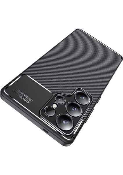 Samsung Galaxy S25 Ultra Kılıf Auto Focus Karbon Tasarım Zore Negro Silikon Kapak + Hayalet Cam Ekran Koruyucu modelleri