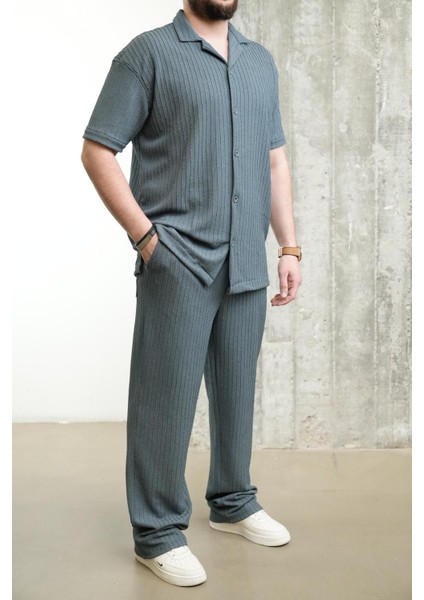 Regularfit Erkek Spotr Takim Alt ve Üst Örme Kumaş Pamuk Karşımlı Yazılık