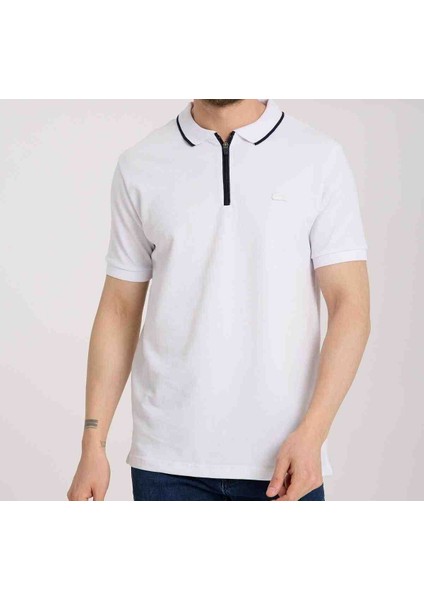 Fermuarlı Yaka Beyaz Regular Fit