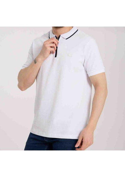 Fermuarlı Yaka Beyaz Regular Fit