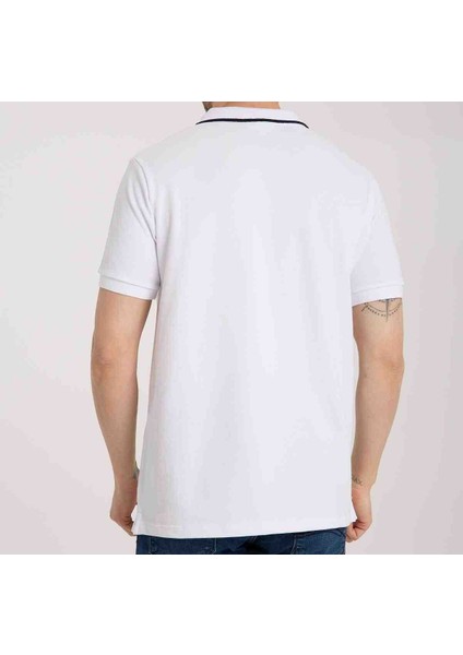 Fermuarlı Yaka Beyaz Regular Fit