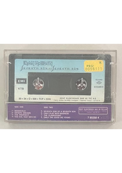 Iron Maiden Seventh Son Of A Seventh Son Kaset (Orijinal Dönem Kağıt Baskı Kaset)