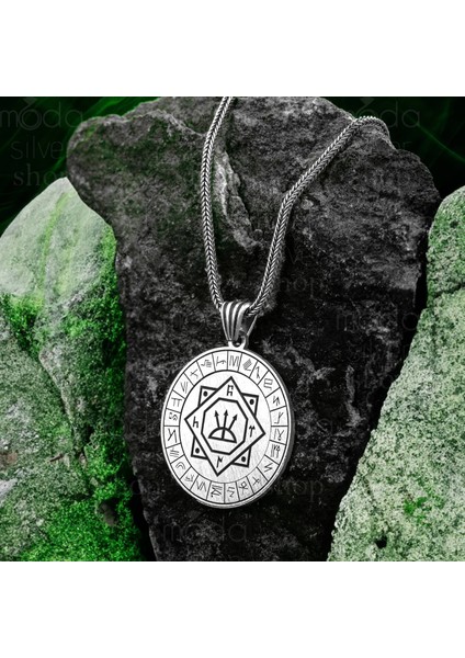 925 Ayar Gümüş Oğuz Kağan Mührü Tasarım Erkek Kolye