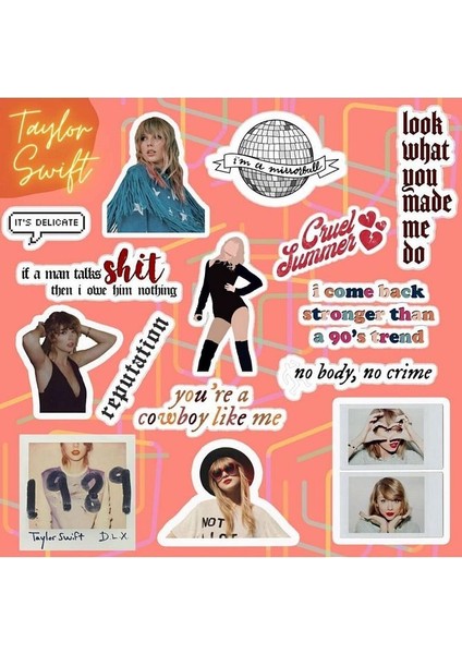 Taylor Swift Sticker Seti | Laptop Notebook Telefon Etiket