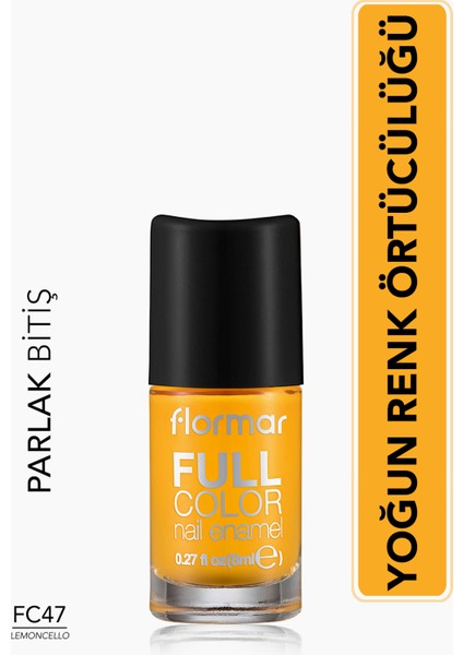 Full Color Ultra Yüksek Pigmentli & Parlak Bitişli Oje (FC47 Lemoncello) 8682536065283