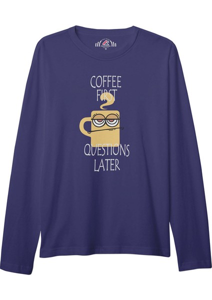 Üniseks Bisiklet Yaka Coffee Fırst Baskılı Saks Mavi Sweat Shırt – Şıklık ve Konforun Buluştuğu Tarz!