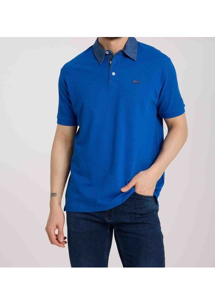Polo Mono Yaka Saks Mavi Regular Fit