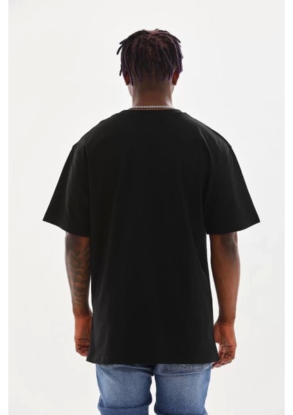 Unisex Baskılı Oversize T-Shirt - Siyah fiyatları