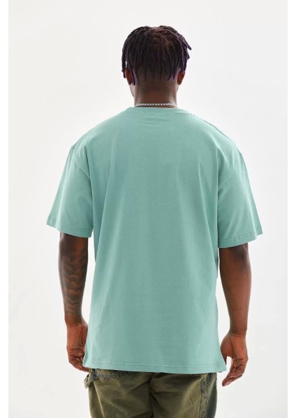 Unisex Baskılı Oversize T-Shirt - Mint Yeşili fiyatları