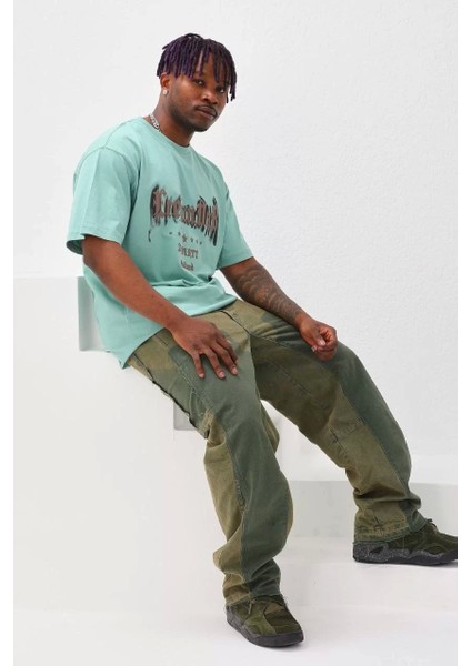Unisex Baskılı Oversize T-Shirt - Mint Yeşili indirimleri