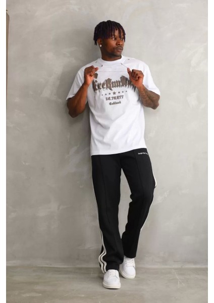 Unisex Oversize Kolye Dahil T-Shirt - Beyaz fiyatları