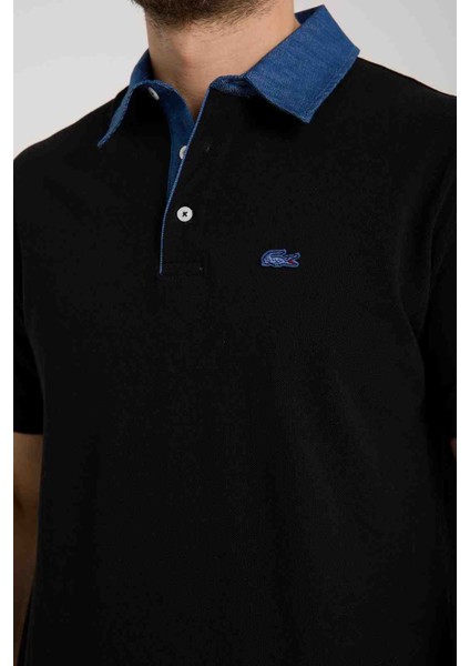 Polo Mono Yaka Siyah Regular Fit