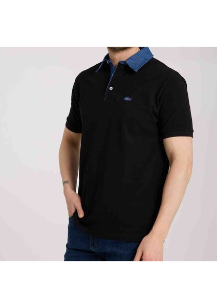 Polo Mono Yaka Siyah Regular Fit