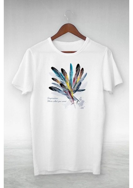 Unisex Baskılı Oversize T-Shirt - Beyaz