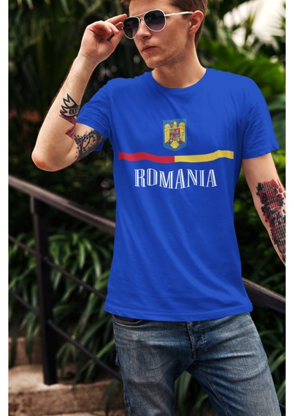 Romanya Milli Romania Takım Forma Baskılı Unisex Kısa Kollu Tişört T-Shirt modelleri