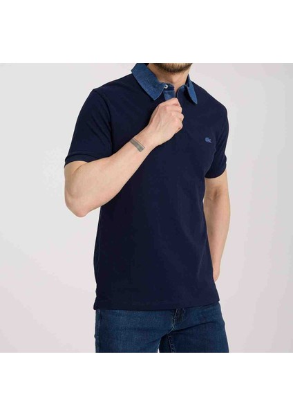 Polo Lacivert Mono Yaka Regular Fit