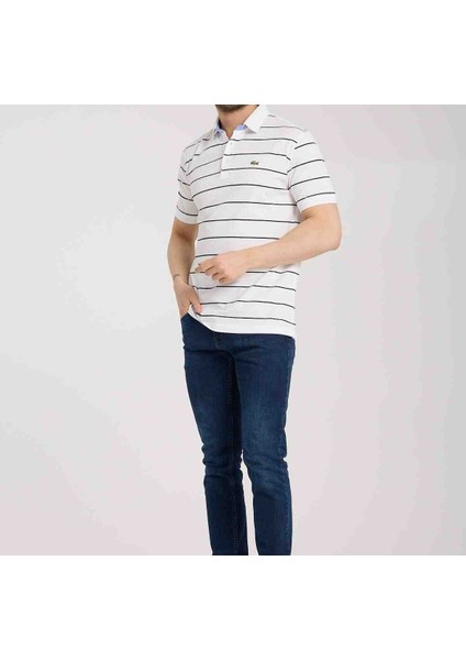 Polo Çizgili Beyaz Regular Fit