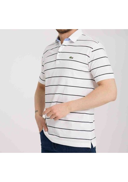 Polo Çizgili Beyaz Regular Fit