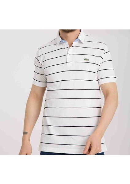 Polo Çizgili Beyaz Regular Fit