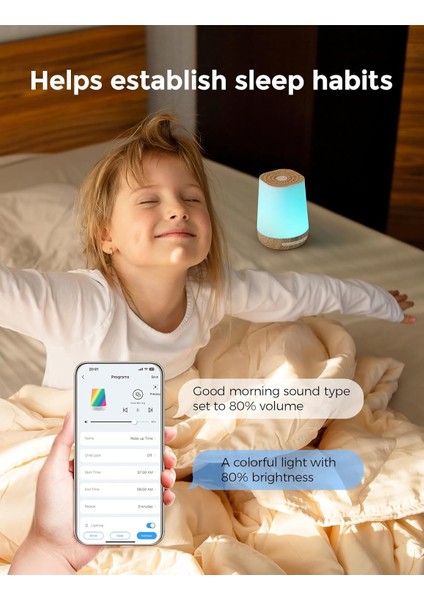 White Noise Makinesi, 34 Ses, 7 Renkli Gece Lambası, App Kontrollü Uyku Yardımı modelleri