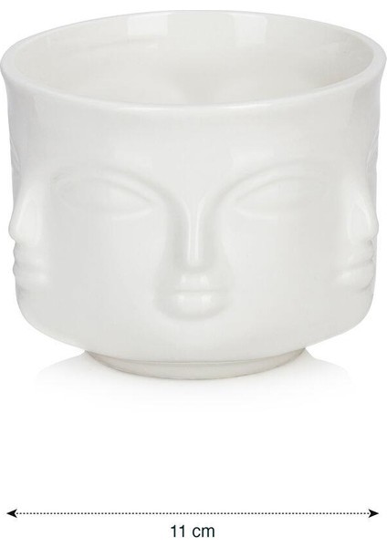 Yüz Desenli Porselen Mumluk 11 cm (S5)