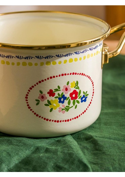 Çiçek Baskılı Emaye Sütlük 14 cm (S5)