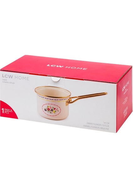Çiçek Baskılı Emaye Sütlük 14 cm (S5)