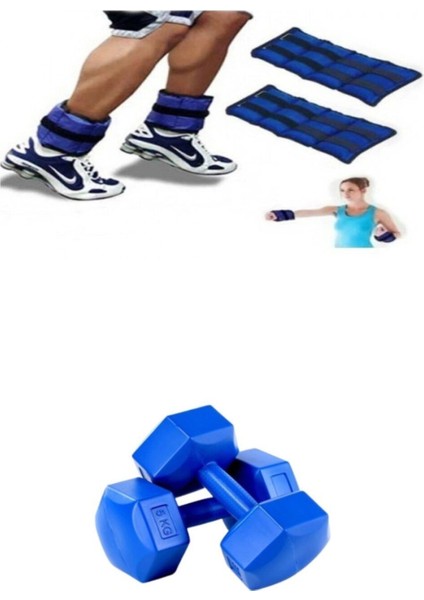 Plastik El Ayak Bilek Ağırlığı 1 KGX2ADET, Dumbell 2KGX2ADET 2li Dambıl Seti Mavi 2 kg