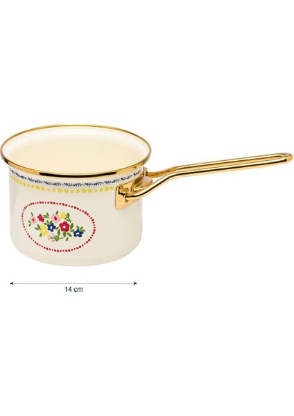 Çiçek Baskılı Emaye Sütlük 14 cm (S5)