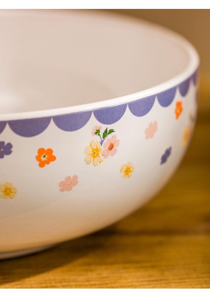 Karişik Çiçek Baskılı Seramik Salata Kasesi 20 cm (S5)