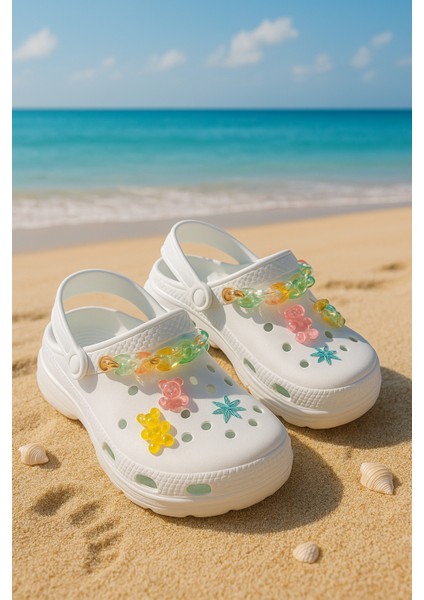 Jelibonlu Boncuklu Kız Çocuk Sandalet-Terlik