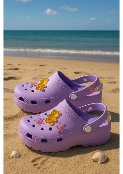 Jelibonlu Boncuklu Kız Çocuk Sandalet-Terlik