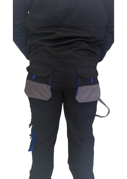 Saks Mavi Detaylı Harman Çok Cepli Yelek Pantolon Alt Üst Takım indirimleri