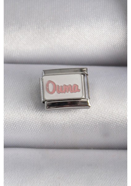 316L Çelik Gümüş Renk Beyaz Pembe Ouma Işlemeli Nomination Charm - Lisinya