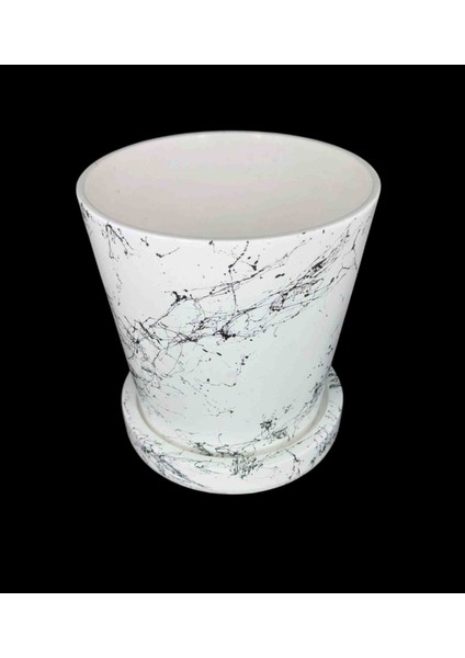 Altlıklı Dekoratif Saksı,orkide.fesleğen.kaktüs.sukulent Vb Saksısı 1.2 Lt