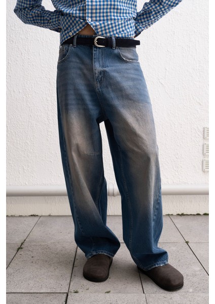 Baggy Fıt Mavi Jean
