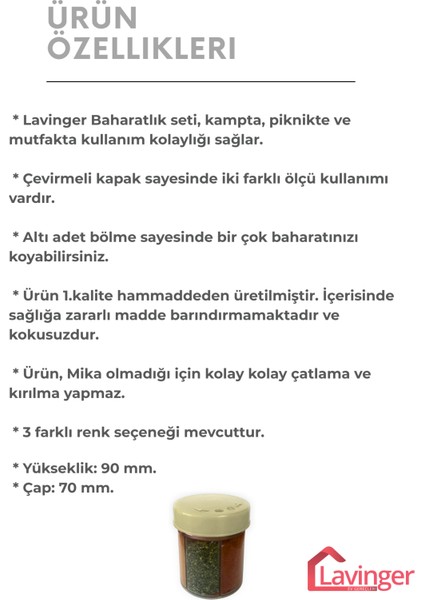 Baharatlık Seti Kamp, Piknik ve Mutfak (6 Bölmeli)