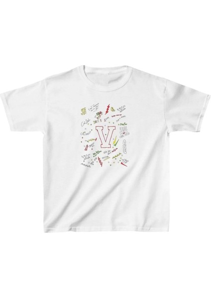 Unisex Çocuk Baskılı T-Shirt - Beyaz