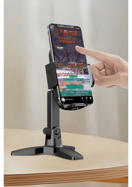Masaüstü Telefon Standı 360 Derece Dönebilen Başlıklı Ayaklı Telefon Tripodu ( Lisinya )