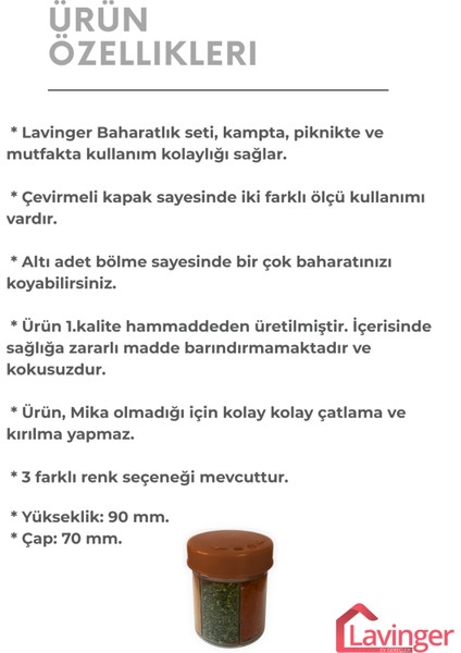 Baharatlık Seti Kamp, Piknik ve Mutfak 6 Bölmeli (2'li)