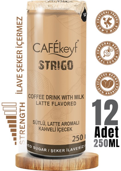 Sütlü Kahveli Içecek, Şeker Ilavesiz Latte Aromalı 250 ml x 12ADET