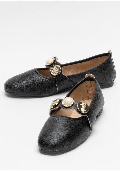 Kadın Aksesuarlı Bantlı Babet Ayakkabı Siyah fırsatları