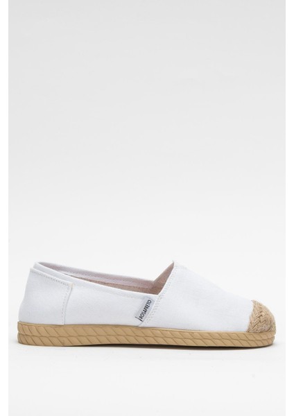 Kadın Keten Babet Ayakkabı Beyaz