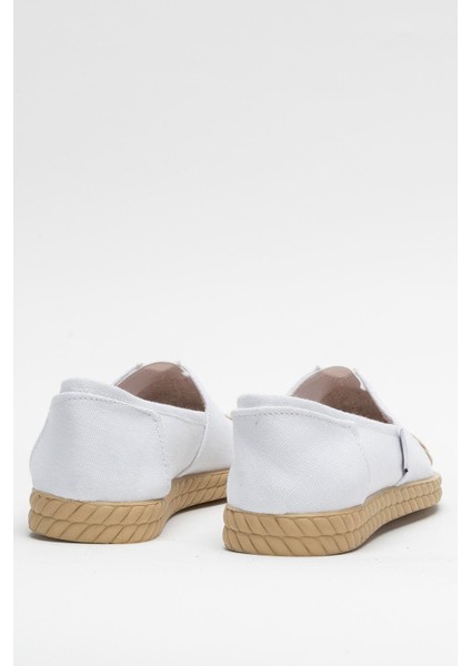 Kadın Keten Babet Ayakkabı Beyaz