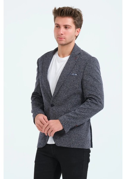 Erkek Slim Fit Blazer Ceket Lacivert Beyaz modelleri