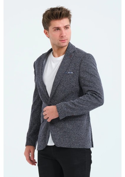 Erkek Slim Fit Blazer Ceket Lacivert Beyaz fırsatları