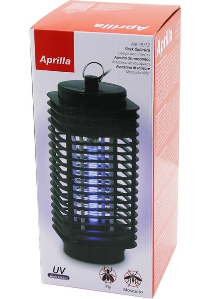 Aprilla AIK-9912 Fanus Model Elektrikli Sinek Öldürücü Uva Floresan Mor Işık 3W Metal Askı Halkası 11X11X24CM (2818)