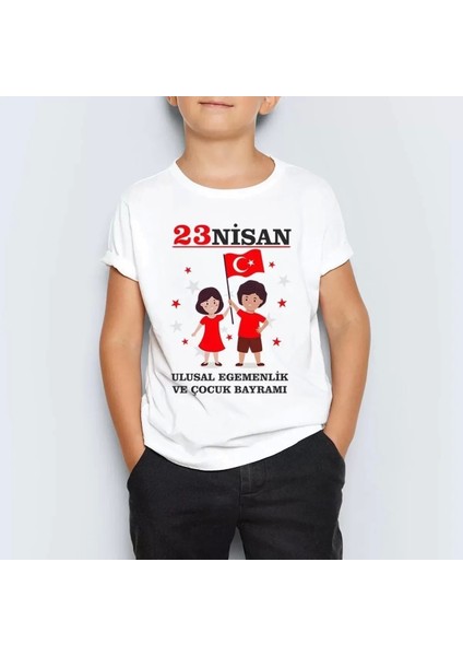 Unisex Çocuk Baskılı T-Shirt - Beyaz
