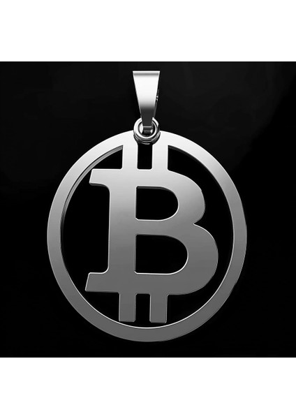 925 Ayar gümüş kolye bitcoin SM5294