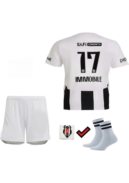 Beşiktaş Ciro Immobile Beyaz 2024/2025 Yeni Sezon Çocuk Futbol Forması Çorap ve Bileklik Hediye